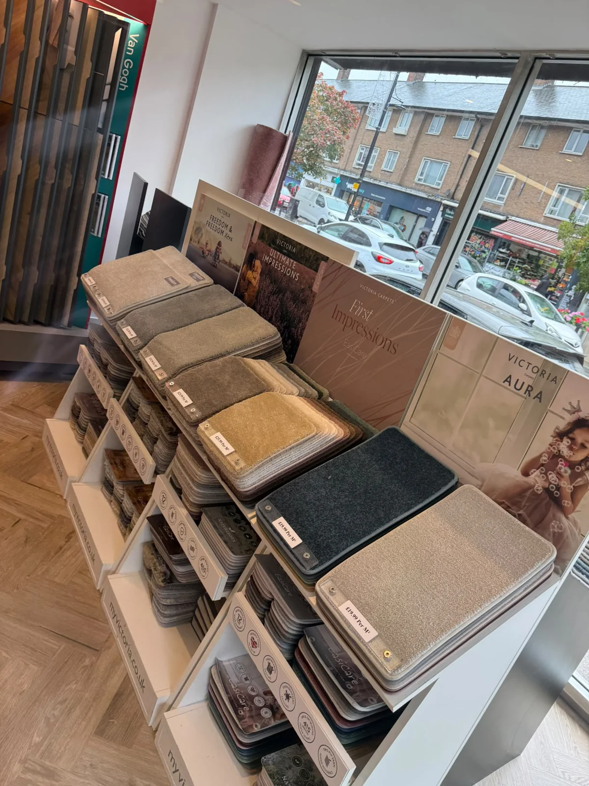 Carpet samples in the Northenden showroom