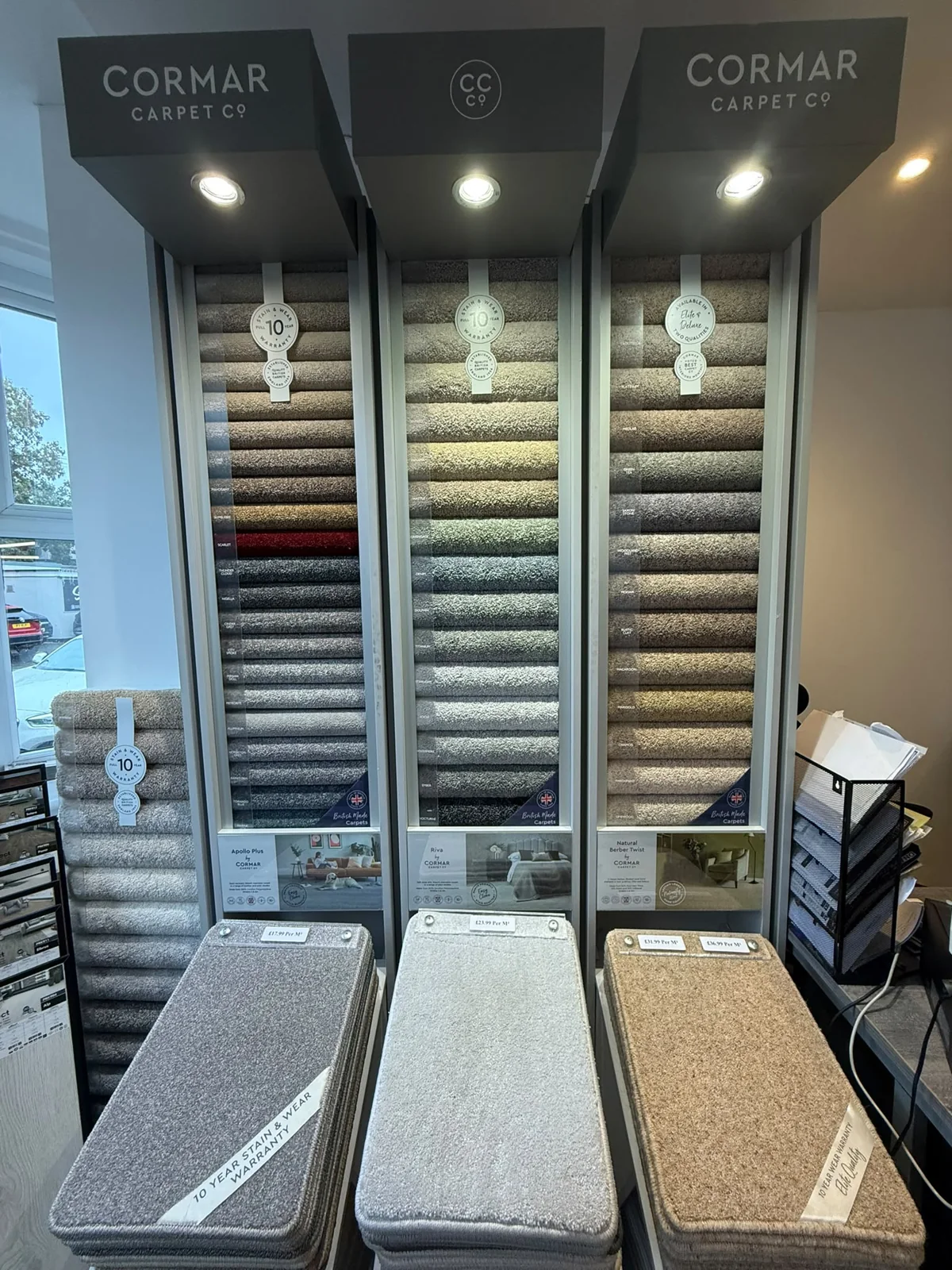 Cormar carpet displays in our showroom