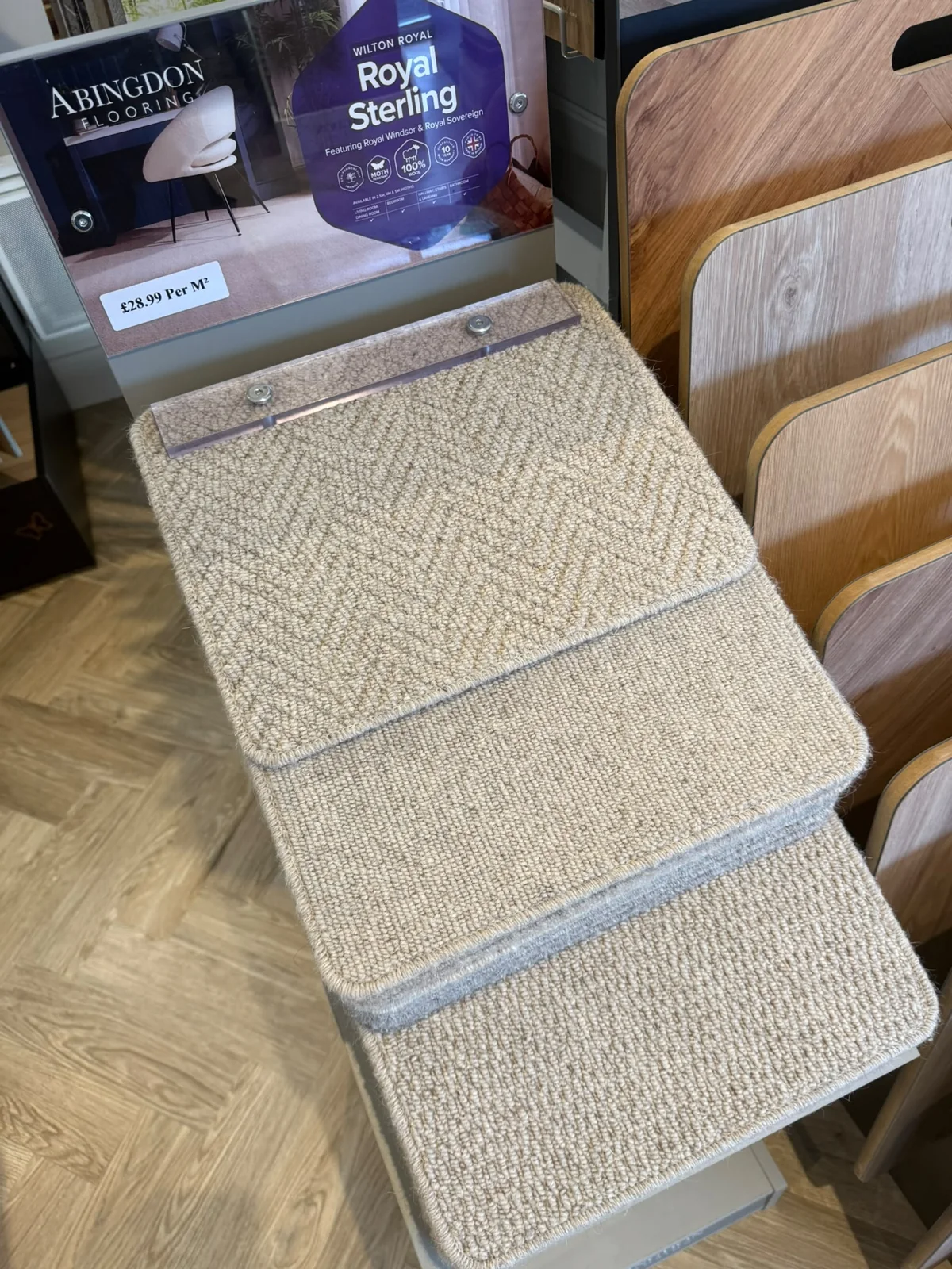 Abingdon carpet samples in our showroom