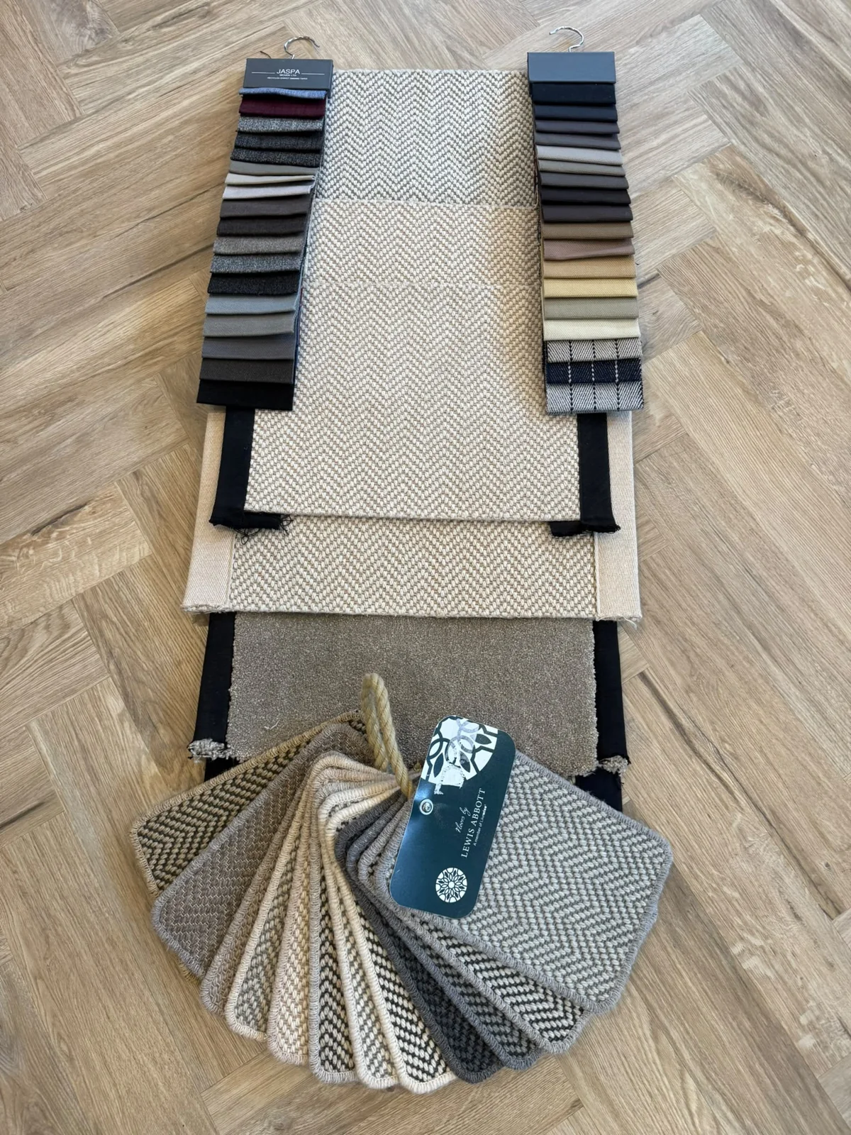 Carpet and border samples to compare